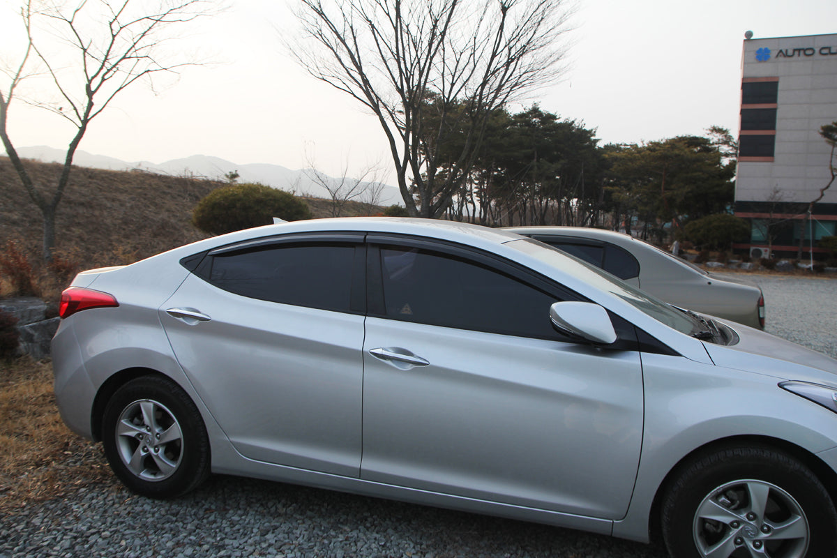 Rain Guards for Hyundai Elantra Sedan 2011-2016 (4PCs) Smoke Tinted Tape-On Style