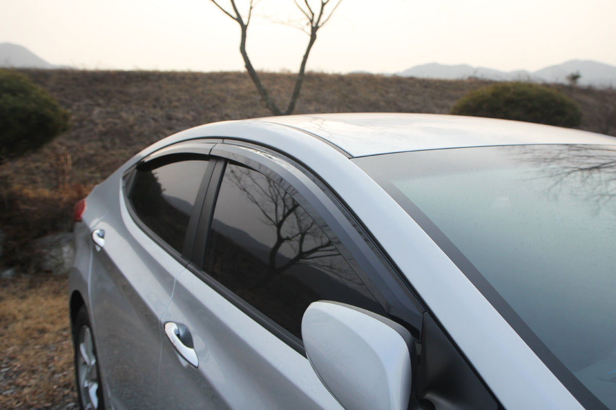 Rain Guards for Hyundai Elantra Sedan 2011-2016 (4PCs) Smoke Tinted Tape-On Style