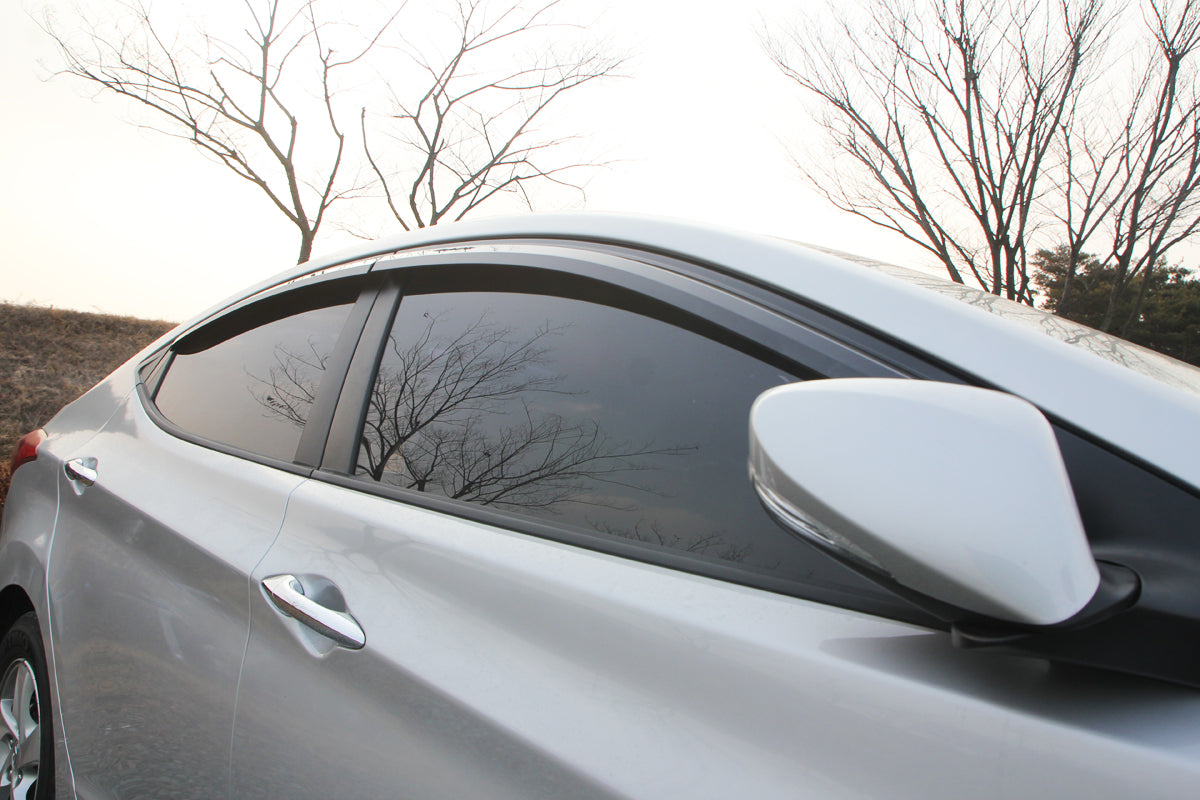Rain Guards for Hyundai Elantra Sedan 2011-2016 (4PCs) Smoke Tinted Tape-On Style