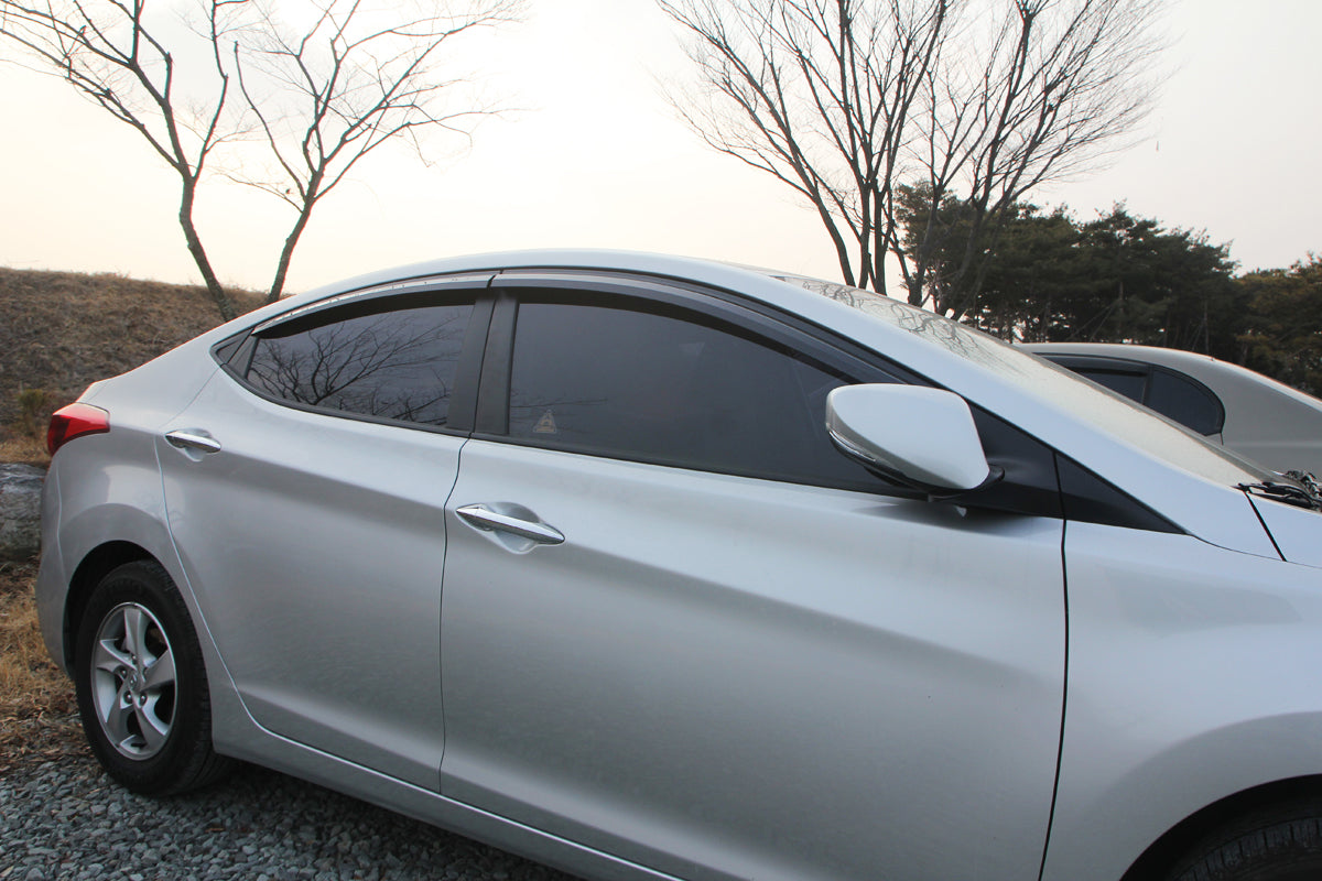 Rain Guards for Hyundai Elantra Sedan 2011-2016 (4PCs) Smoke Tinted Tape-On Style