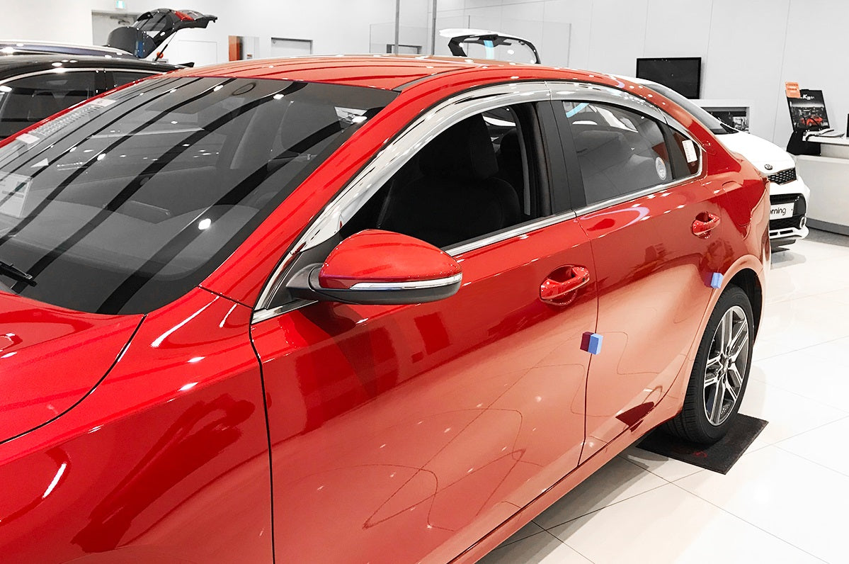 Rain Guards for Kia Forte Sedan 2019-2023 (6PCs) Chrome Finish Tape-On Style