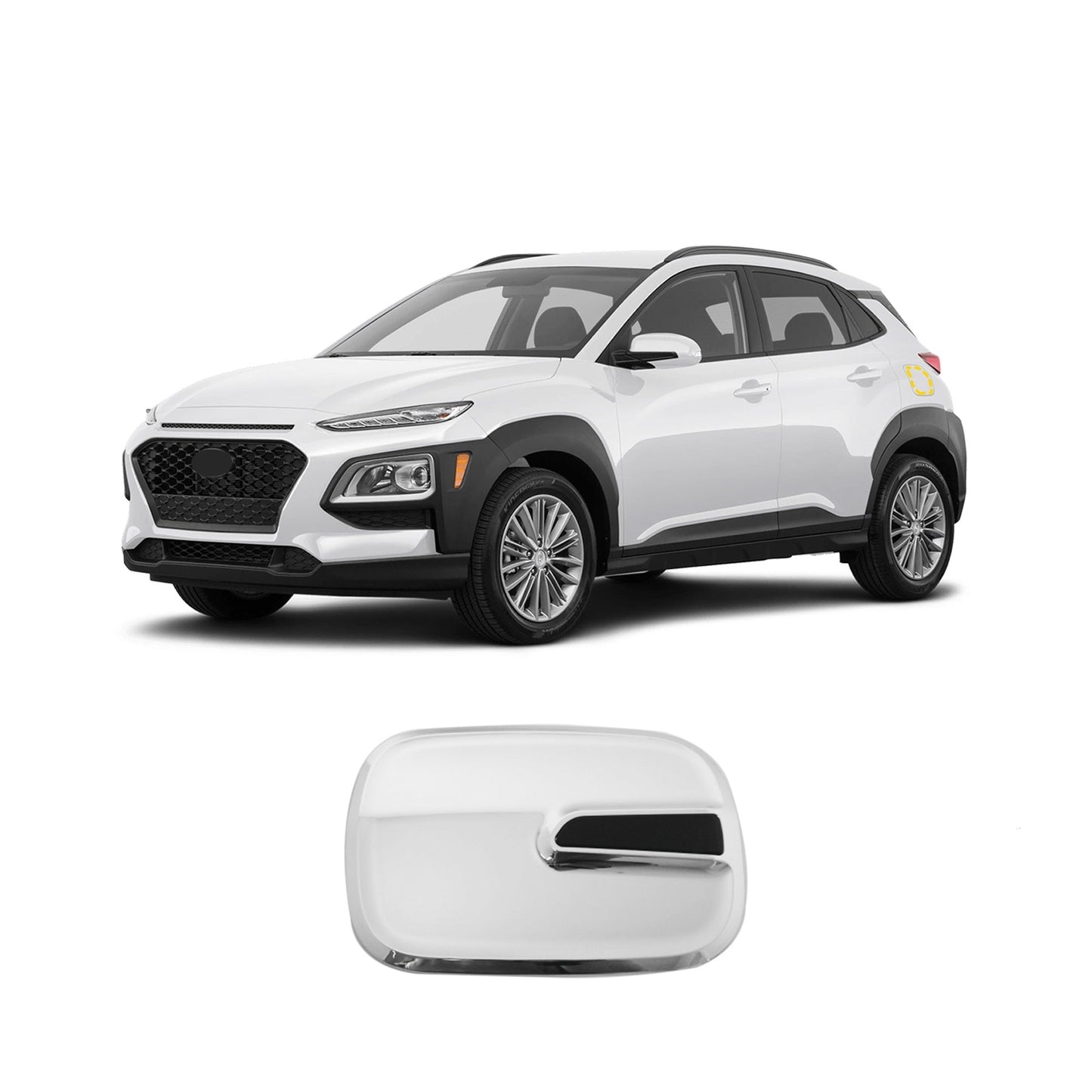 B3770 - Fuel Gas Door Decoration Cover Trim for Hyundai Kona 2018-2022 (1PC) Chrome Finish Tape-On Style - northernprimesupply
