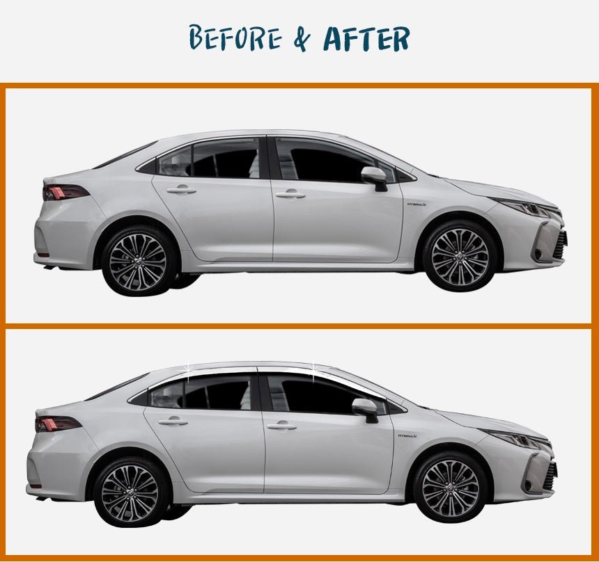 E0210 - Rain Guards for Toyota Corolla Sedan 2020-2022 (4PCs) Chrome Finish Tape-On Style - northernprimesupply