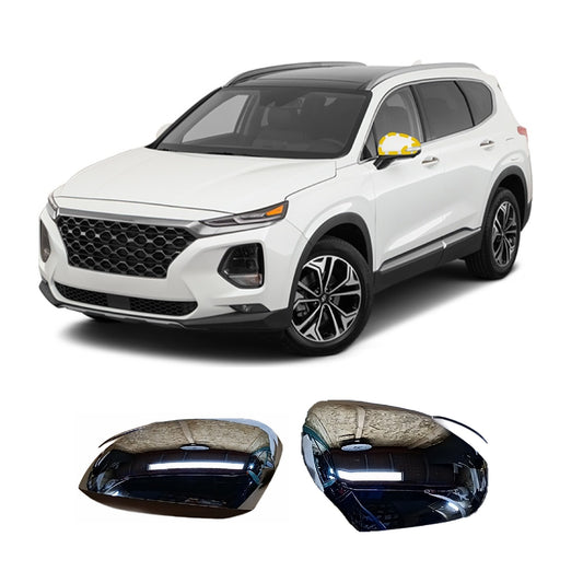 Door Side Mirror Cover for Hyundai Santa Fe 2019-2023 (2PCs) Chrome Finish Tape-On Style