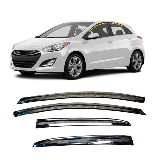 Rain Guards for Hyundai Elantra GT 2013-2017 (4PCs) Chrome Finish Tape-On Style