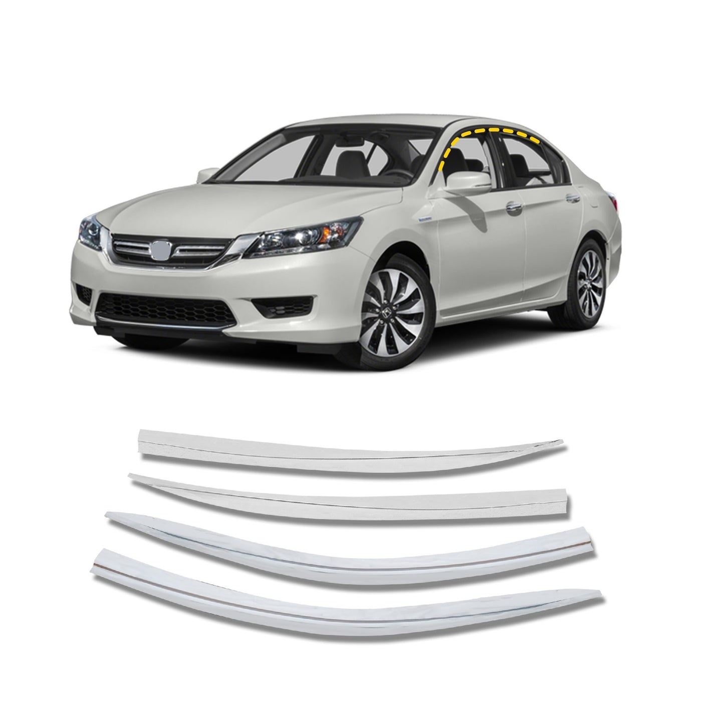 Rain Guards for Honda Accord 2013-2017 (4PCs) Chrome Finish Tape-On Style