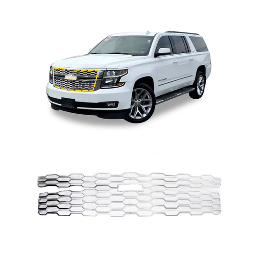 Grille Insert Overlay for Chevrolet Suburban 2015-2020 (2PCs) Chrome Finish Tape-On Style