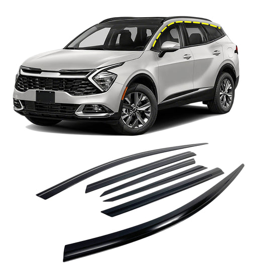 Rain Guards for Kia Sportage 2023 (6PCs) Smoke Tinted Tape-On Style