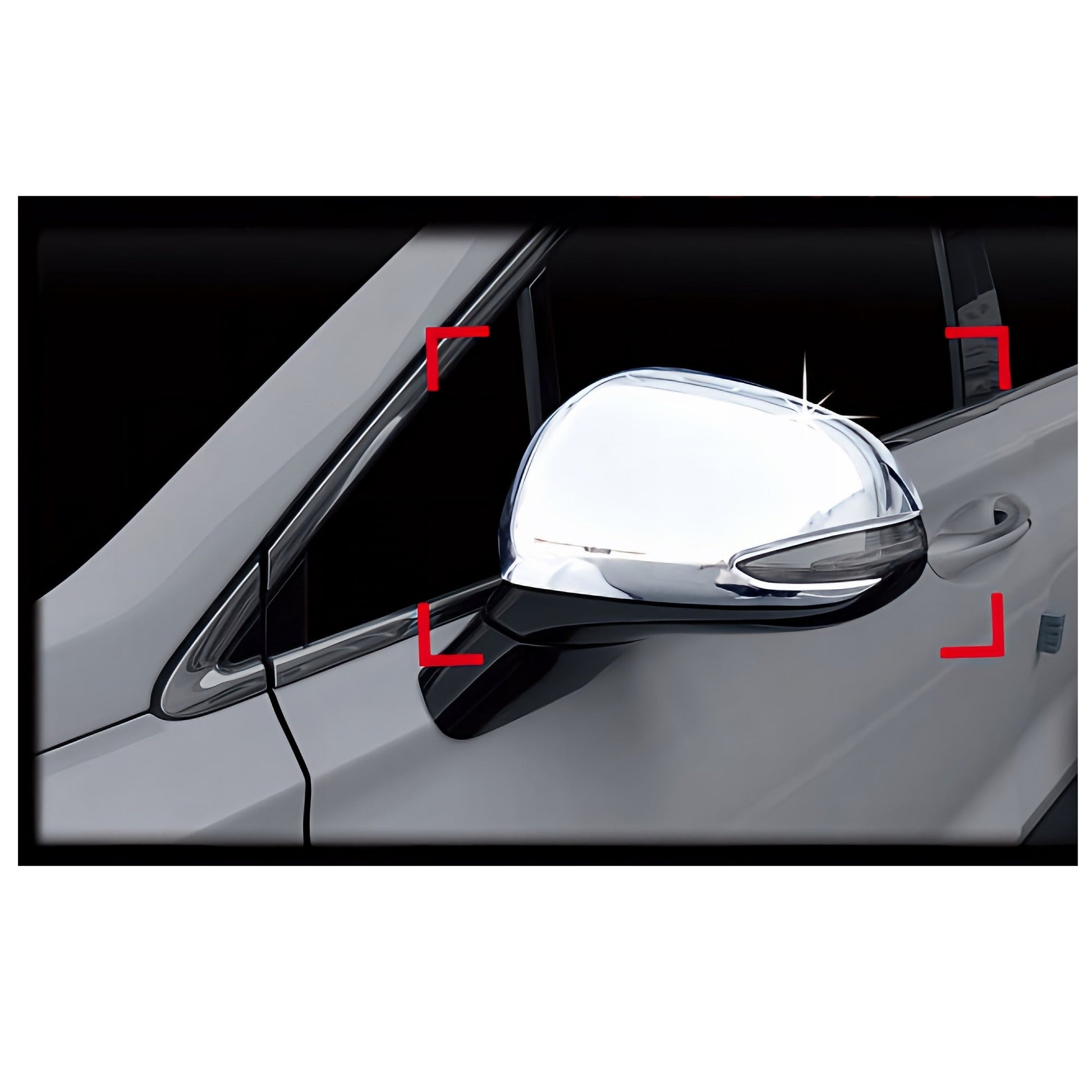 B1370 - Door Side Mirror Cover for Hyundai Santa Fe 2019 - 2023 (2PCs) Chrome Finish Tape - On Style - northernprimesupply