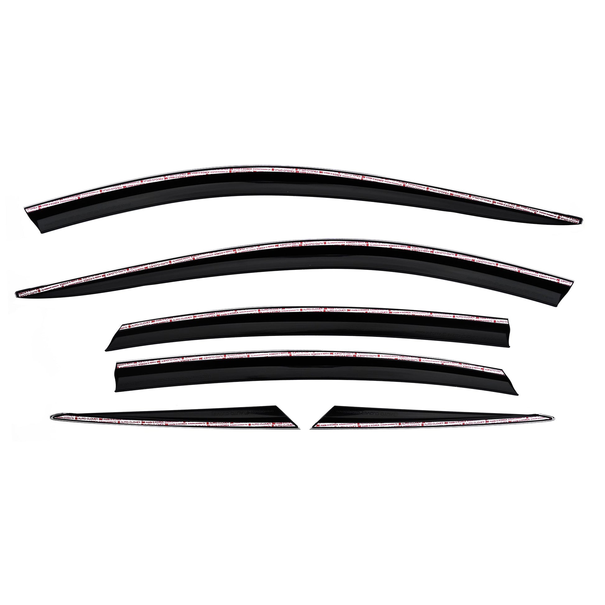 D9511 - Rain Guards for Genesis G80 2017 - 2020 (6PCs) Black with Chrome Line Tape - On Style - northernprimesupply