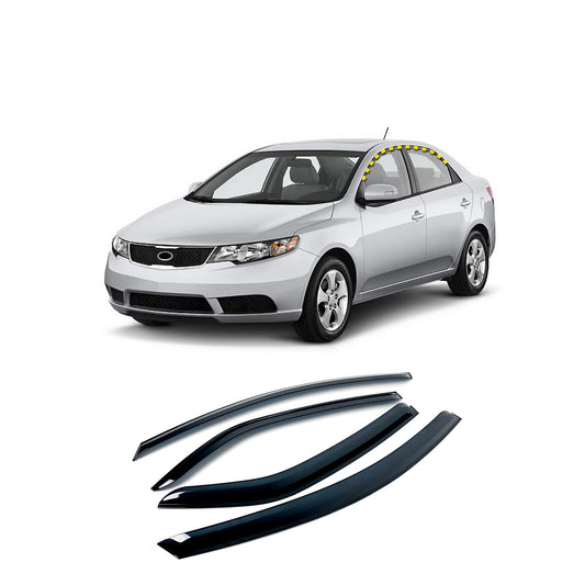 Rain Guards for Kia Forte Sedan 2010-2013 (4PCs) Smoke Tinted Tape-On Style