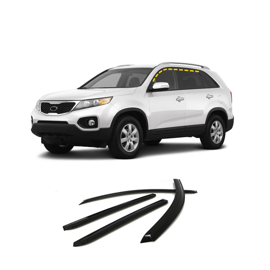 Rain Guards for Kia Sorento 2011-2015 R (4PCs) Smoke Tinted Tape-On Style