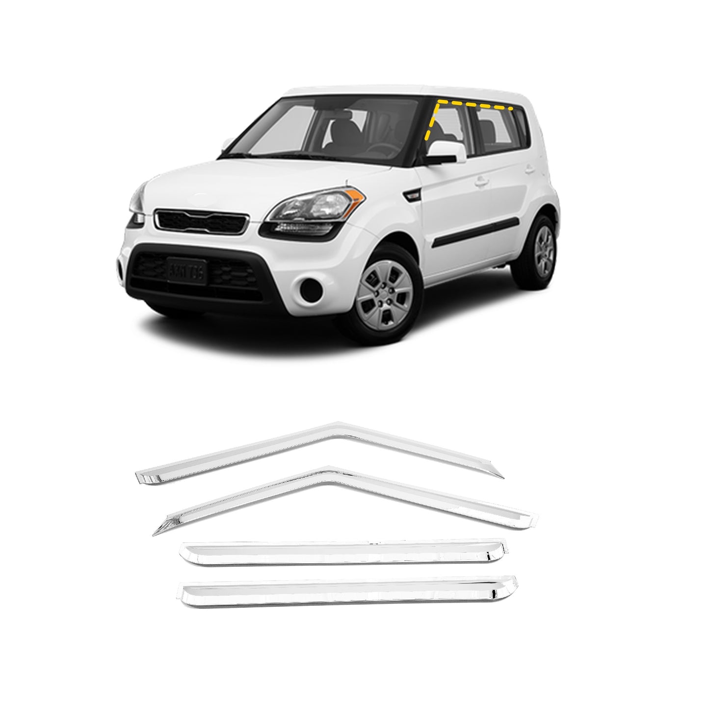 Rain Guards for Kia Soul 2010-2013 (4PCs) Chrome Finish Tape-On Style