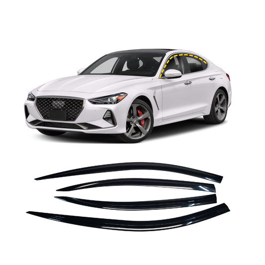 Rain Guards for Genesis G70 2018-2022 (4PCs) Black Tape-On Style