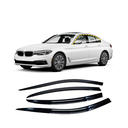 Rain Guards for BMW 5-Series Sedan 2017-2023 (4PCs) Black Tape-On Style