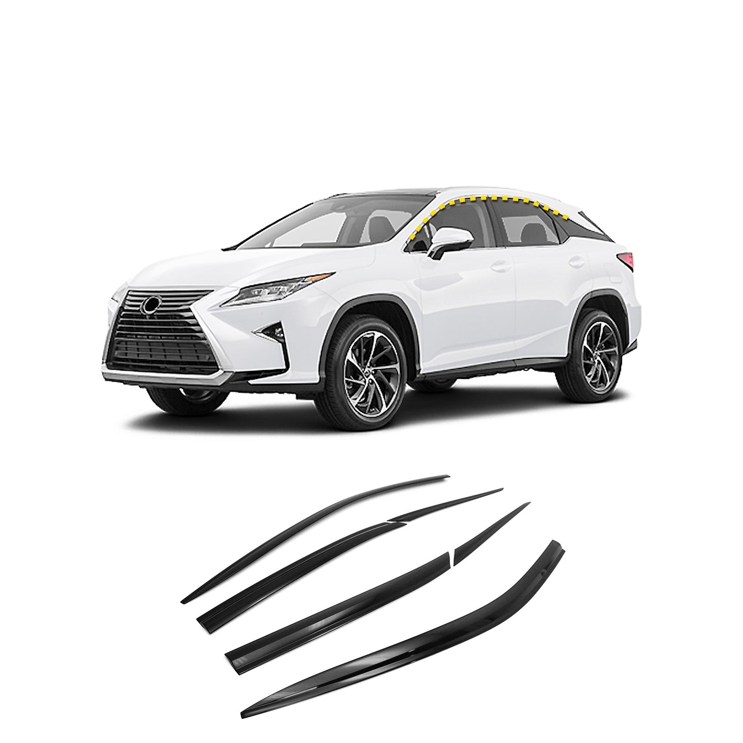 Rain Guards for Lexus RX 2016-2022 (6PCs) Black Tape-On Style