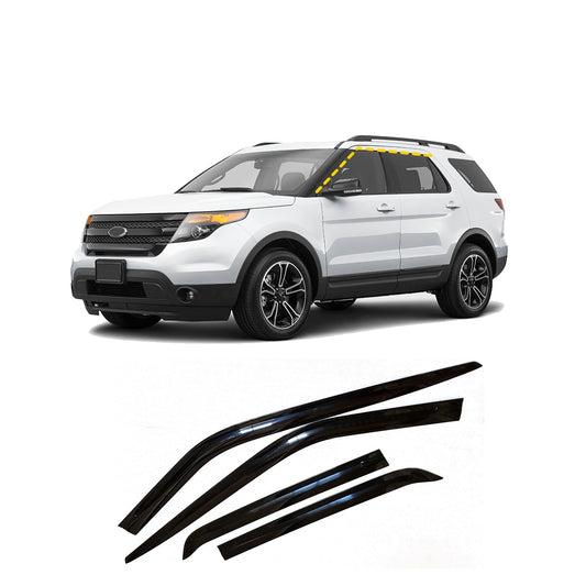 Rain Guards for Ford Explorer (Not Sport) 2011-2019 (4PCs) Black Tape-On Style