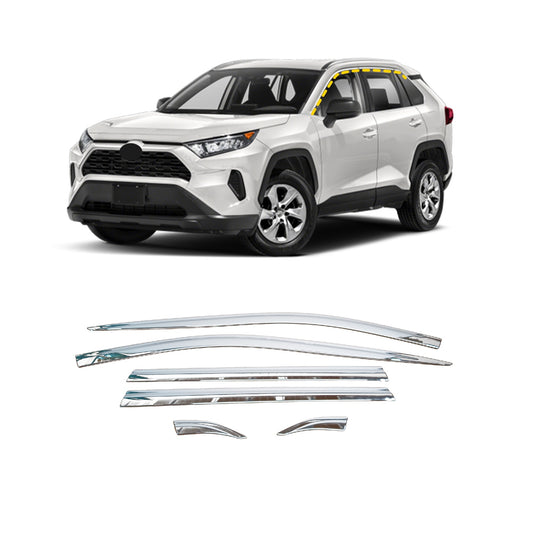 Rain Guards for Toyota RAV4 2019-2022 (6PCs) Chrome Finish Tape-On Style