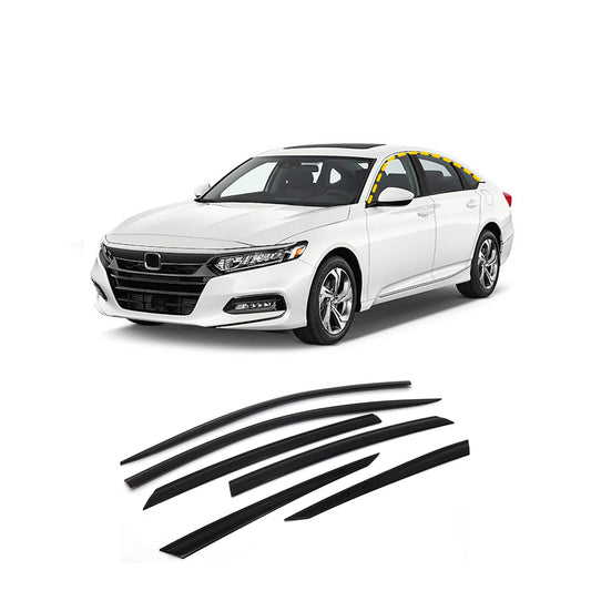 Rain Guards for Honda Accord 2018-2022 (6PCs) Smoke Tinted Tape-On Style