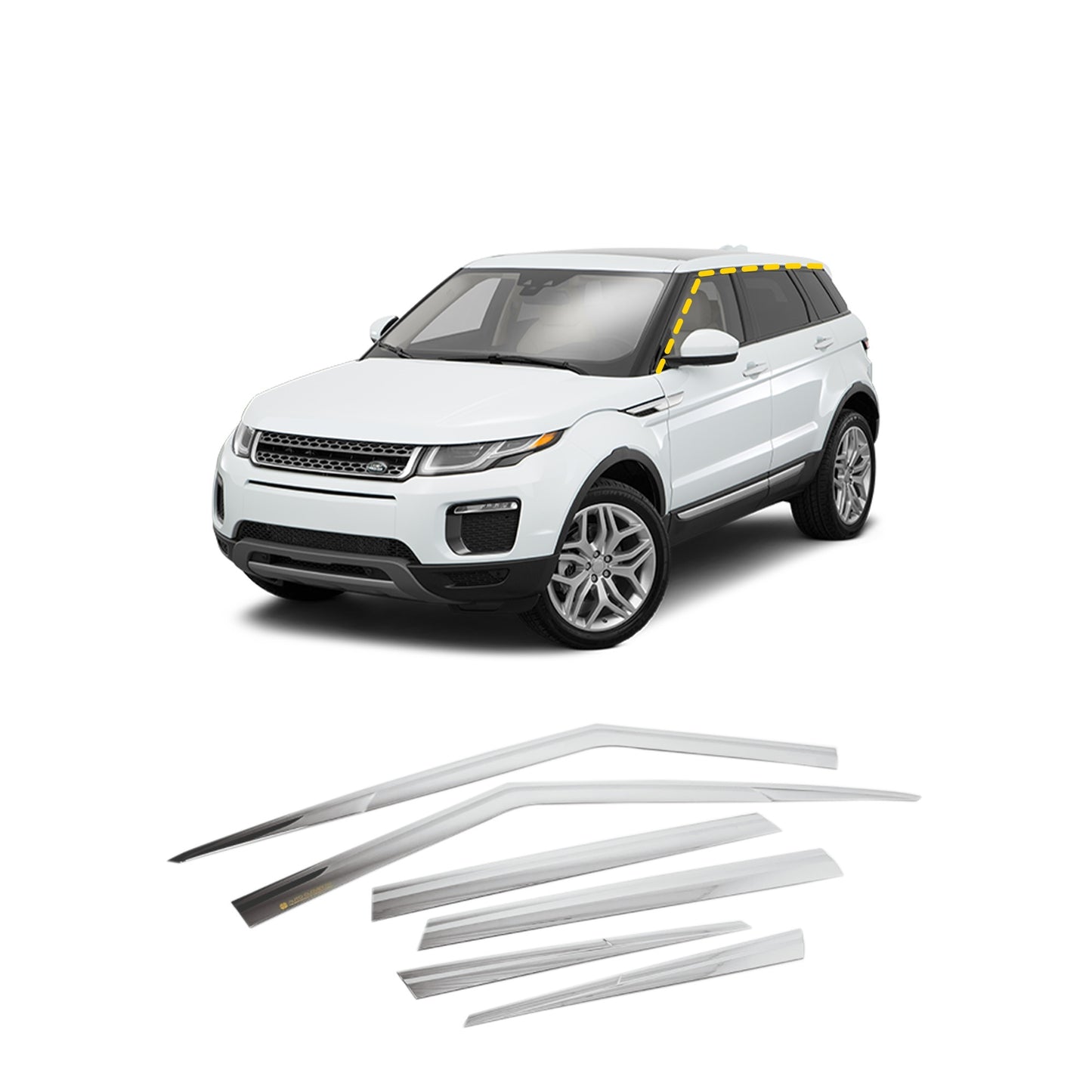 Rain Guards for Land Rover Range Rover Evoque 2012-2019 (6PCs) Chrome Finish Tape-On Style