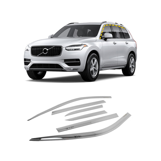 Rain Guards for Volvo XC90 2016-2023 (6PCs) Chrome Finish Tape-On Style