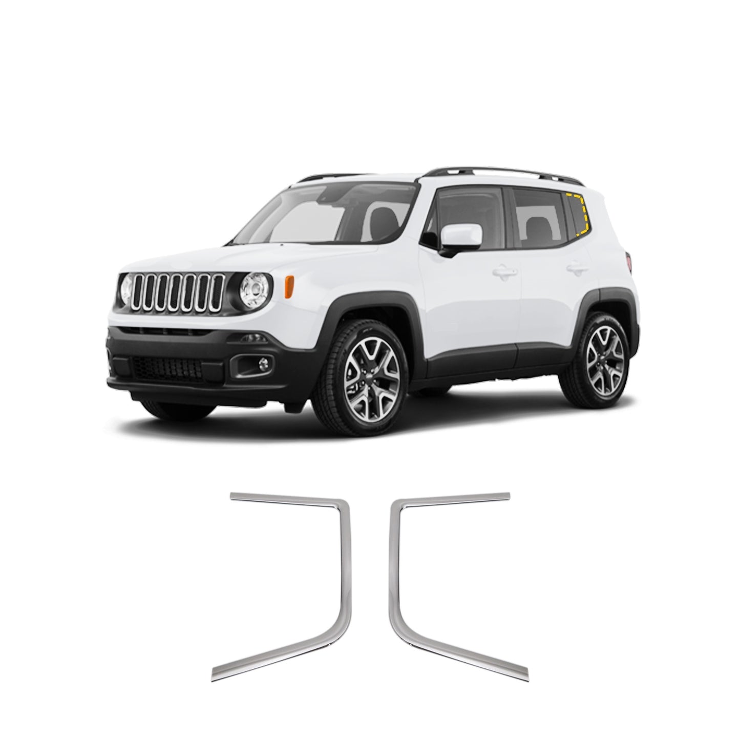 C-Pillar Post Trim for Jeep Renegade 2015-2022 (2PCs) Chrome Finish Tape-On Style