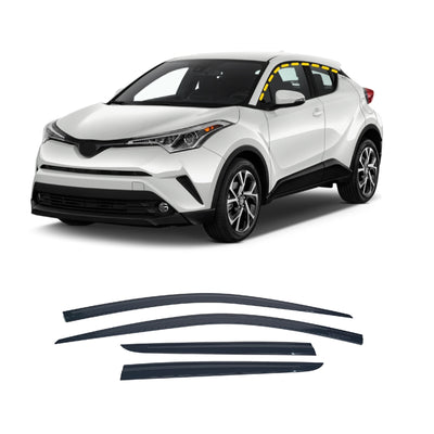 Rain Guards for Toyota C-HR 2018-2022 (4PCs) Smoke Tinted Tape-On Style
