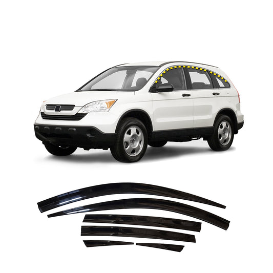 Rain Guards for Honda CR-V 2007-2011 (6PCs) Smoke Tinted Tape-On Style