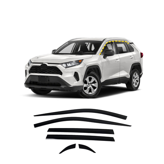 Rain Guards for Toyota RAV4 2019-2022 (6PCs) Smoke Tinted Tape-On Style