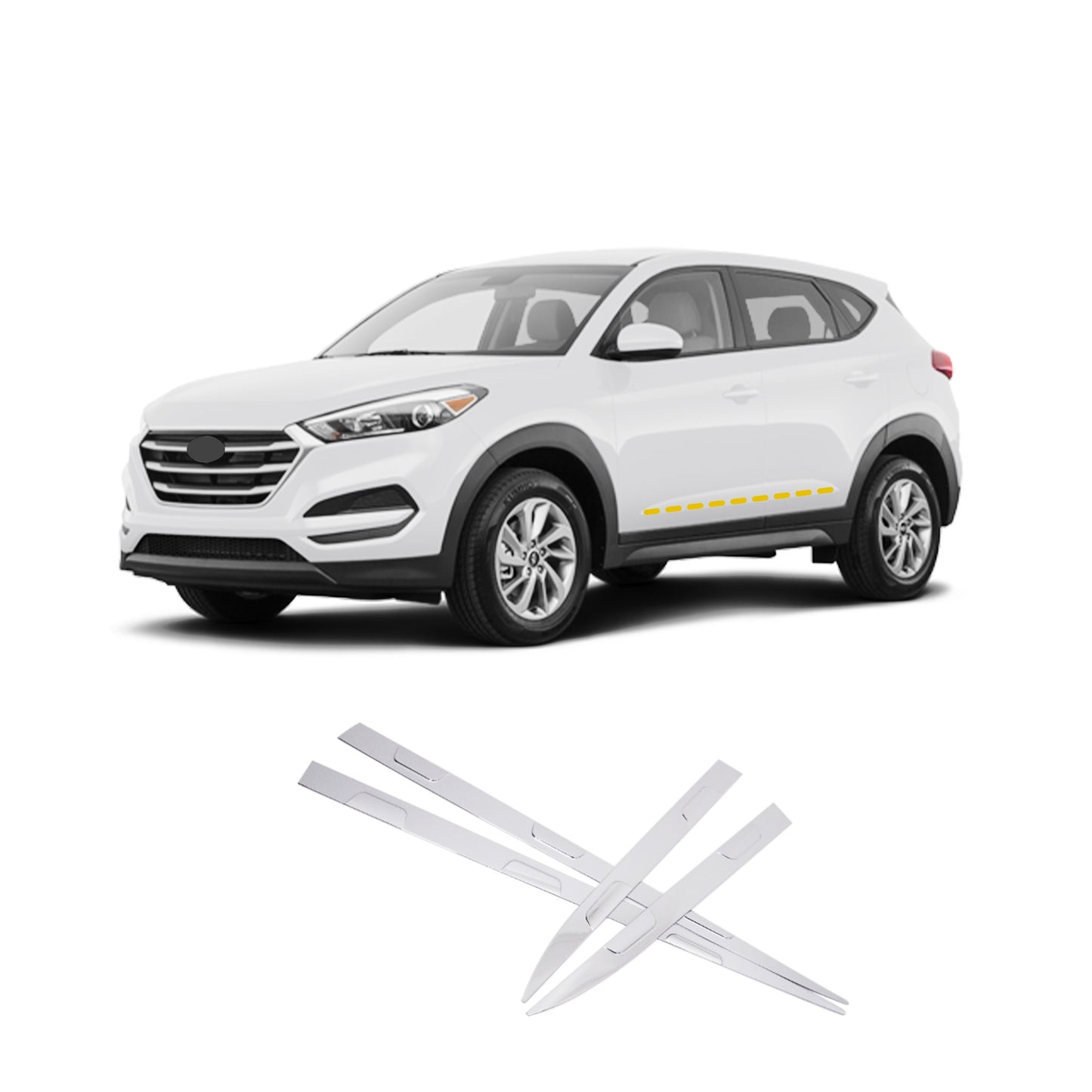 Body Side Molding Cover Trim for Hyundai Tucson 2016-2021 (4PCs) Chrome Finish Tape-On Style