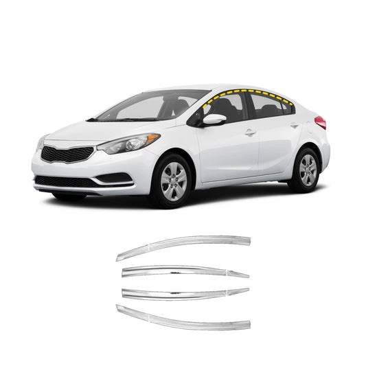 Rain Guards for Kia Forte Sedan 2014-2018 (4PCs) Chrome Finish Tape-On Style