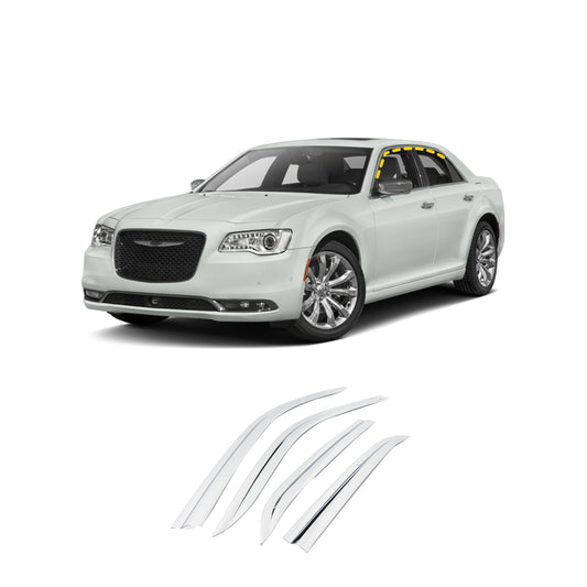 Rain Guards for Chrysler 300C 2011-2023 (4PCs) Chrome Finish Tape-On Style