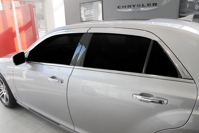 Rain Guards for Chrysler 300C 2011-2023 (4PCs) Chrome Finish Tape-On Style