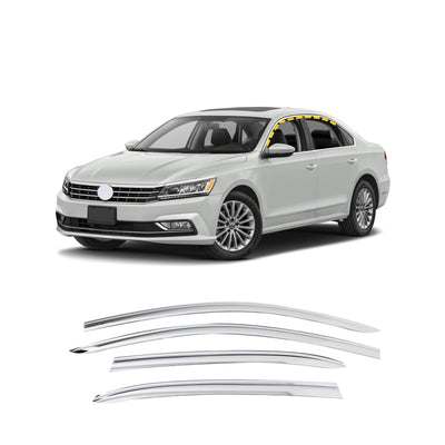 Rain Guards for Volkswagen Passat 2012-2019 (4PCs) Chrome Finish Tape-On Style