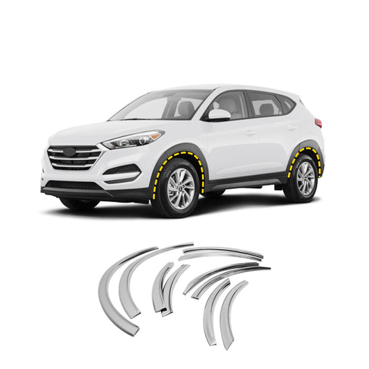 Fender Flares Trim for Hyundai Tucson 2016-2018 (10PCs) Chrome Finish Tape-On Style