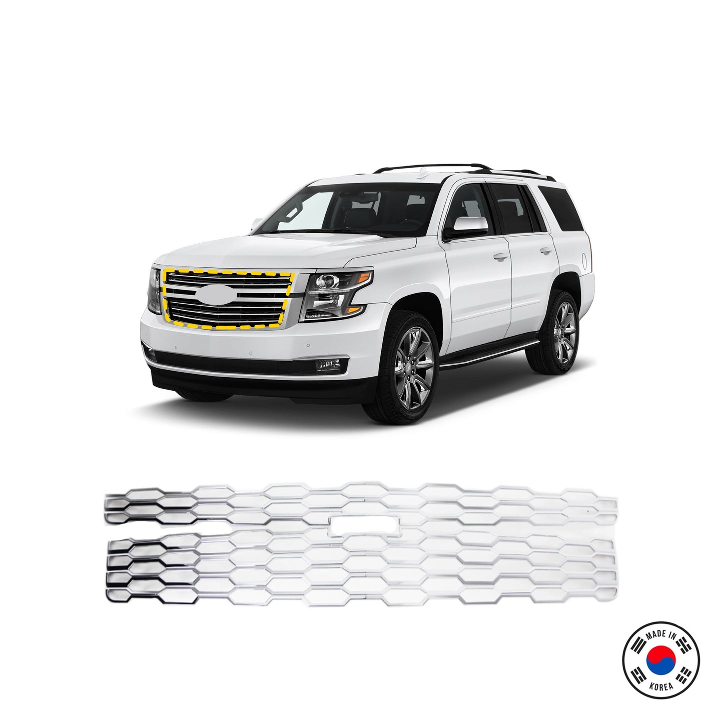 Grille Insert Overlay for Chevrolet Tahoe 2015-2020 (2PCs) Chrome Finish Tape-On Style