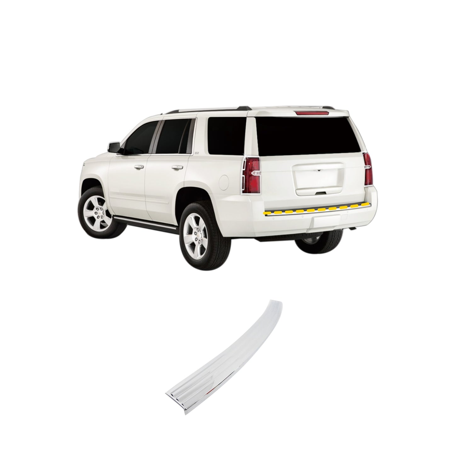 Rear Bumper Plastic Trim Molding for Chevrolet Tahoe 2015-2020 (1PC) Chrome Finish Tape-On Style