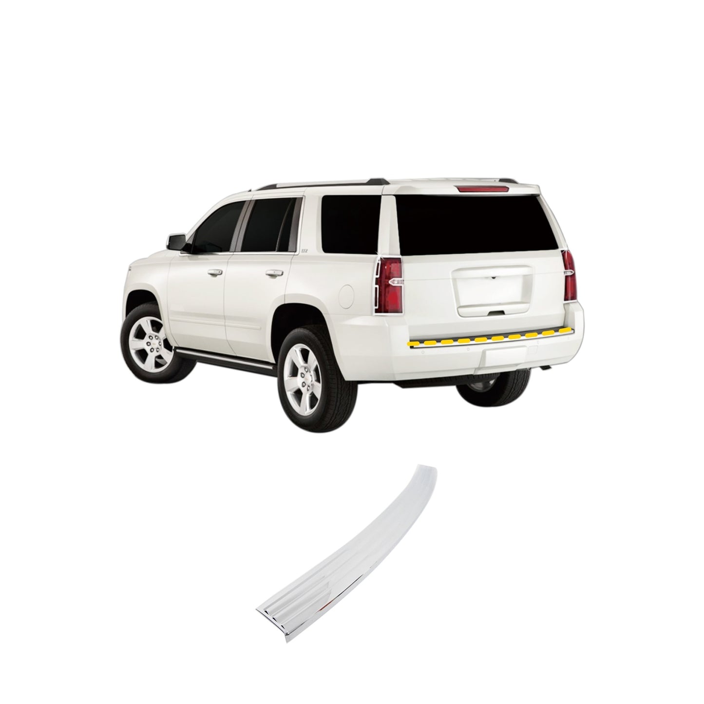 Rear Bumper Plastic Trim Molding for GMC Yukon 2015-2020 (1PC) Chrome Finish Tape-On Style