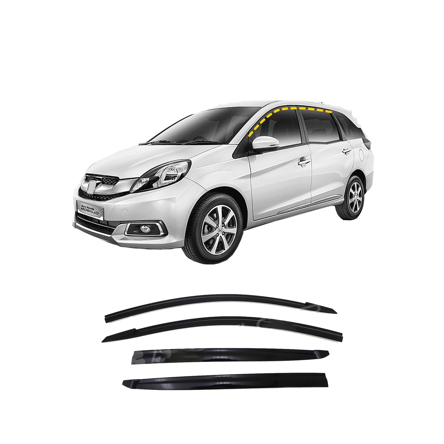 Rain Guards for Honda Mobilio 2015-2019 (4PCs) Smoke Tinted Tape-On Style