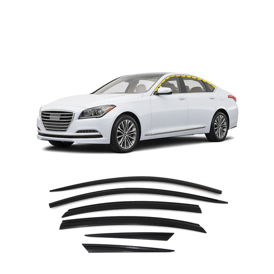 Rain Guards for Hyundai Genesis 2015-2016 (6PCs) Black Tape-On Style