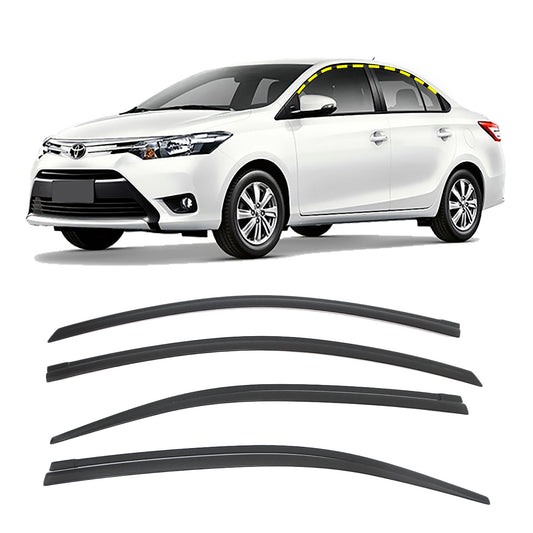 Rain Guards for Toyota Yaris XP150 ATIV 2013-2017 (4PCs) Smoke Tinted Tape-On Style