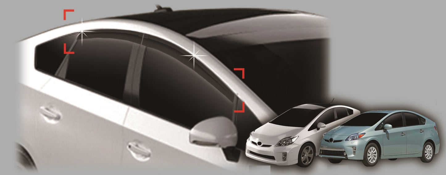 Rain Guards for Toyota Prius 2010-2015 (4PCs) Smoke Tinted Tape-On Style