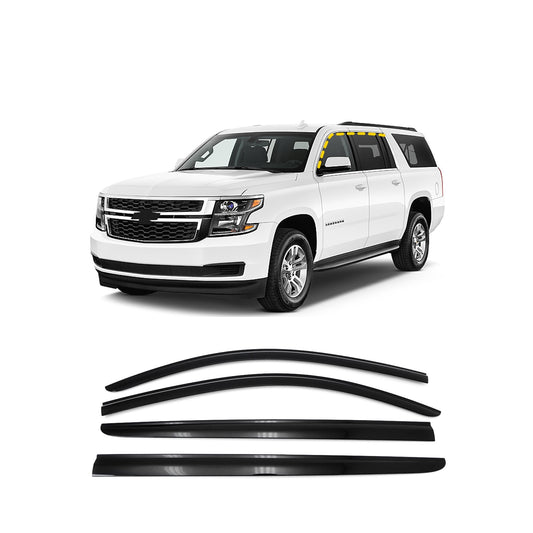 Rain Guards for Chevrolet Suburban 2015-2020 (4PCs) Smoke Tinted Tape-On Style