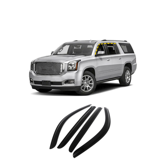 Rain Guards for GMC Yukon XL 2015-2020 (4PCs) Smoke Tinted Tape-On Style