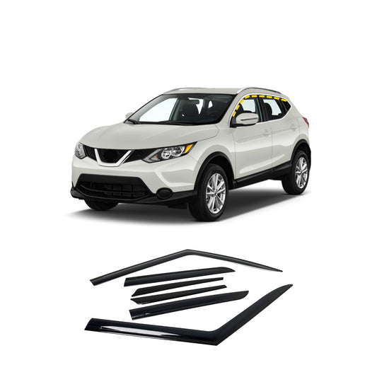 Rain Guards for Nissan Rogue Sport 2017-2022 (6PCs) Smoke Tinted Tape-On Style