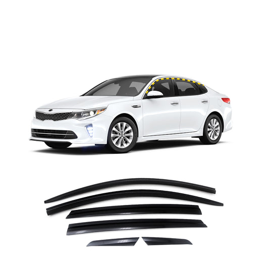 Rain Guards for Kia Optima Sedan 2016-2020 (6PCs) Smoke Tinted Tape-On Style