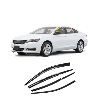 Rain Guards for Chevrolet Impala 2014-2020 (6PCs) Smoke Tinted Tape-On Style
