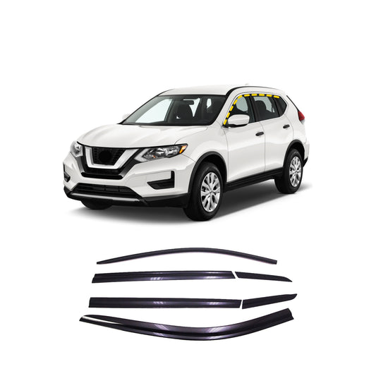 Rain Guards for Nissan Rogue 2014-2020 (6PCs) Smoke Tinted Tape-On Style