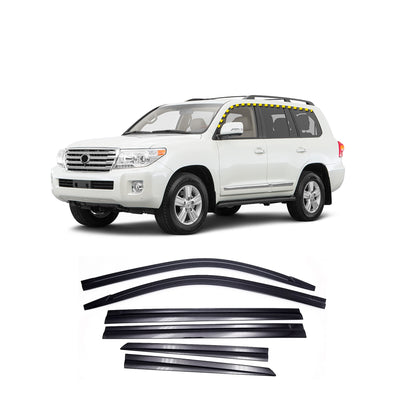 Rain Guards for Toyota Land Cruiser 2008-2021 (6PCs) Smoke Tinted Tape-On Style