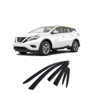 Rain Guards for Nissan Murano 2015-2023 (6PCs) Smoke Tinted Tape-On Style